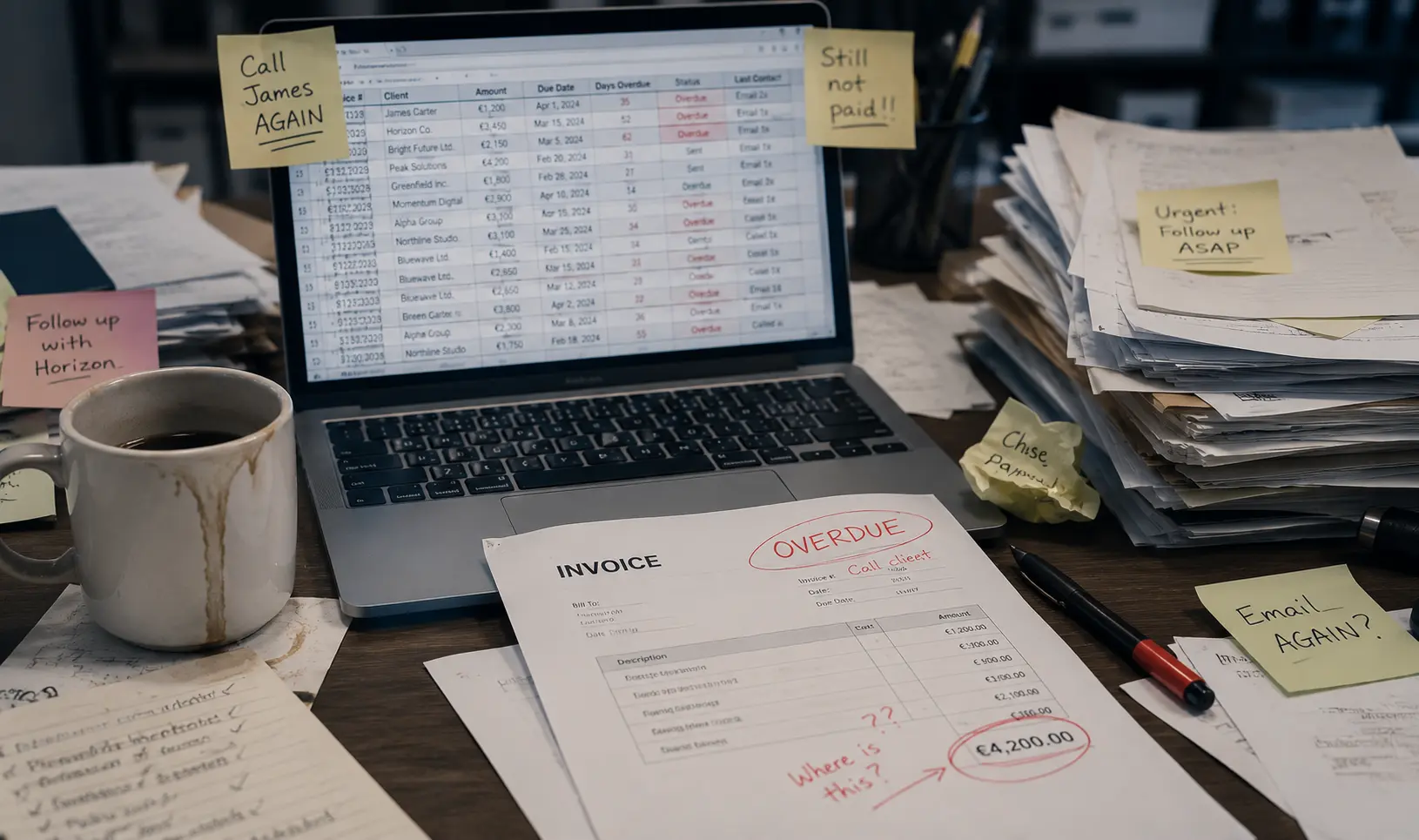 Before Flovanta — manual invoice tracking
