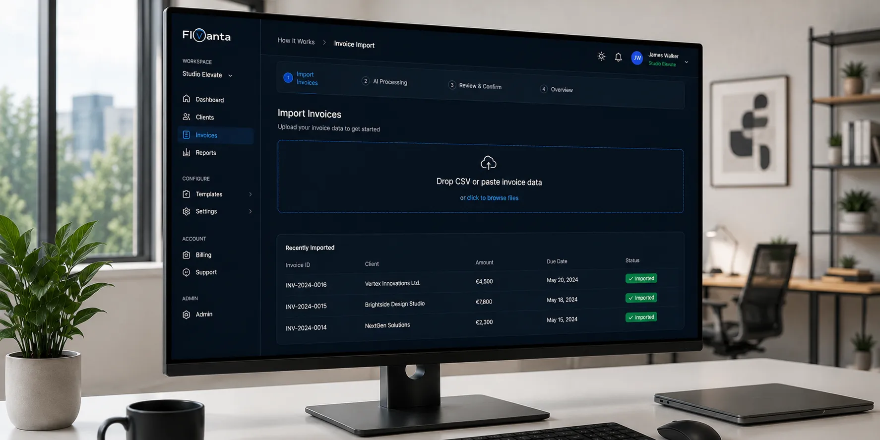 Flovanta invoice import dashboard